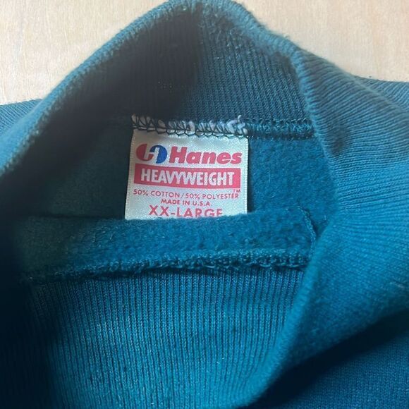 Vintage 80s/90s Hanes heavyweights Teal Blank Sweatsuit Pants Large, Raglan Swea - Picture 6 of 7